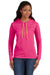 Anvil 887L Womens Long Sleeve Hooded T-Shirt Hoodie Hot Pink/Neon Yellow Front