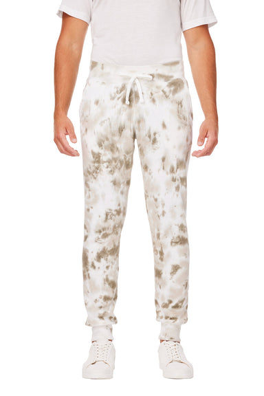 J America 8884JA Mens Tie-Dye Fleece Jogger Sweatpants w/ Pockets Olive Front