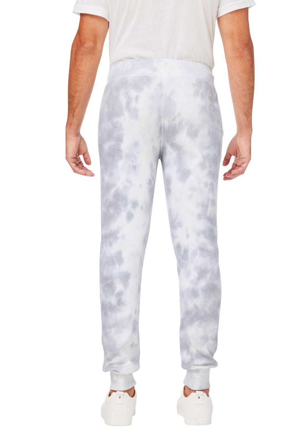 J America 8884JA Mens Tie-Dye Fleece Jogger Sweatpants w/ Pockets Grey Back