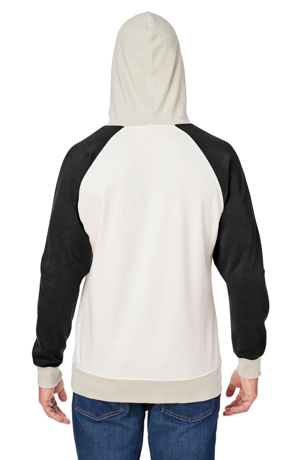 J America 8886JA Mens Vintage Hooded Sweatshirt Hoodie Antique White/Black Back