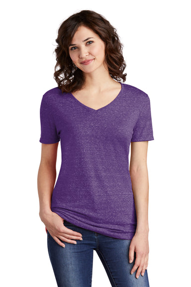 Jerzees Womens Vintage Snow Short Sleeve V-Neck T-Shirt Purple Front