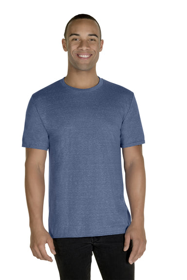 Jerzees 88MR Mens Vintage Snow Short Sleeve Crewneck T-Shirt Heather Denim Blue Front