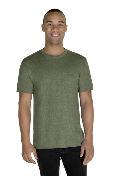 Jerzees 88MR Mens Vintage Snow Short Sleeve Crewneck T-Shirt Heather Military Green Front