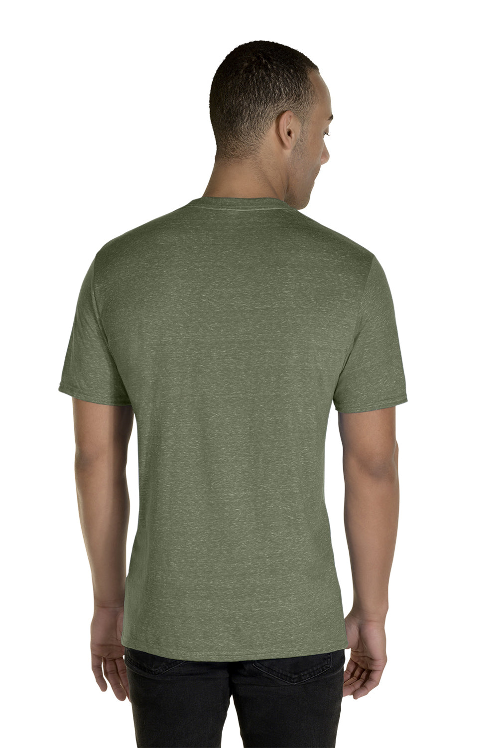 Jerzees 88MR Mens Vintage Snow Short Sleeve Crewneck T-Shirt Heather Military Green Back