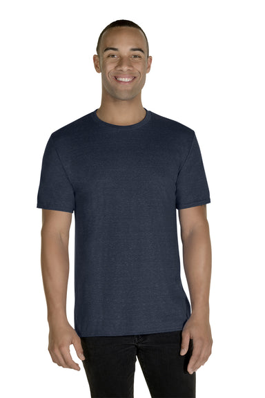 Jerzees 88MR Mens Vintage Snow Short Sleeve Crewneck T-Shirt Heather Navy Blue Front