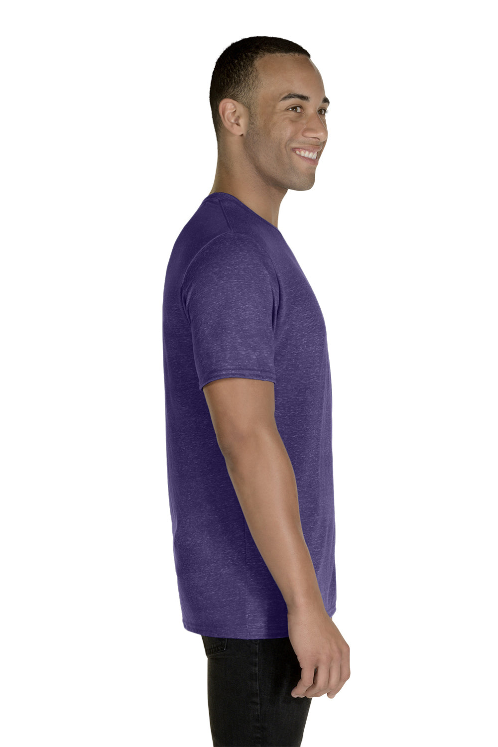 Jerzees 88MR Mens Vintage Snow Short Sleeve Crewneck T-Shirt Heather Purple Side