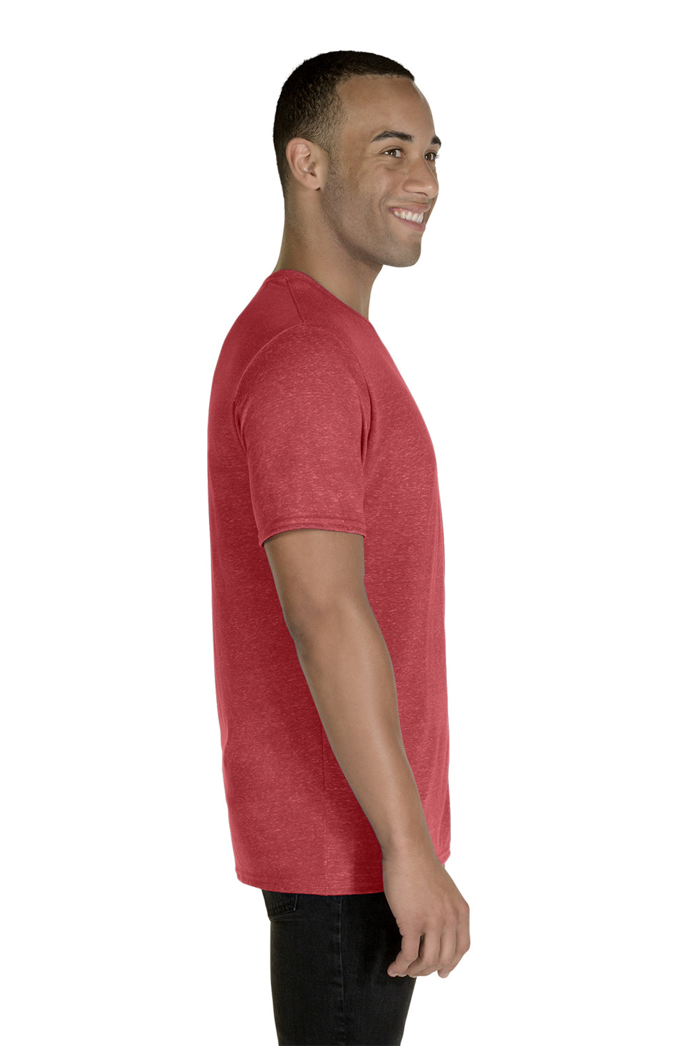 Jerzees 88MR Mens Vintage Snow Short Sleeve Crewneck T-Shirt Heather Red Side
