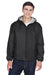 UltraClub 8915 Mens Wind & Water Resistant Full Zip Hooded Jacket Black Front