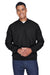 UltraClub 8926 Mens Crossover Microfiber Wind & Water Resistant V-Neck Jacket Black Front