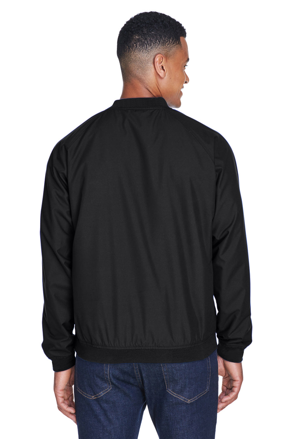 UltraClub 8926 Mens Crossover Microfiber Wind & Water Resistant V-Neck Jacket Black Back