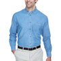 UltraClub Mens Cypress Denim Long Sleeve Button Down Shirt w/ Pocket - Light Blue