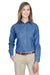 UltraClub 8966 Womens Cypress Denim Long Sleeve Button Down Shirt Indigo Blue Front