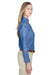 UltraClub 8966 Womens Cypress Denim Long Sleeve Button Down Shirt Indigo Blue Side