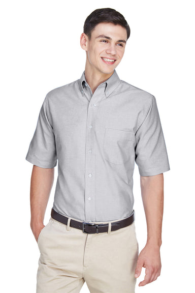 UltraClub 8972 Mens Classic Oxford Wrinkle Resistant Short Sleeve Button Down Shirt w/ Pocket Charcoal Grey Front