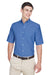 UltraClub 8972 Mens Classic Oxford Wrinkle Resistant Short Sleeve Button Down Shirt w/ Pocket French Blue Front