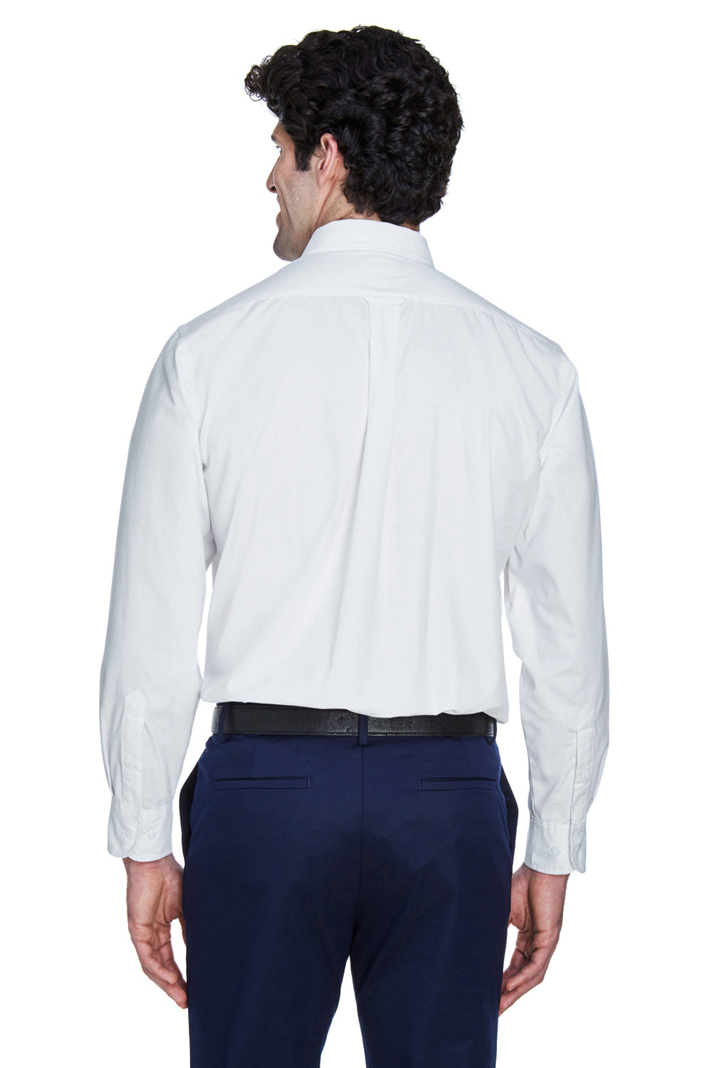 UltraClub 8975 Mens Whisper Long Sleeve Button Down Shirt w/ Pocket White Back