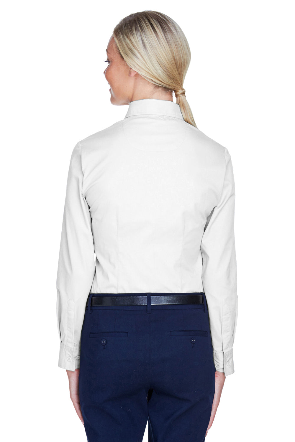 UltraClub 8976 Womens Whisper Long Sleeve Button Down Shirt White Back