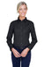 UltraClub 8976 Womens Whisper Long Sleeve Button Down Shirt Black Front