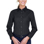 UltraClub Womens Whisper Long Sleeve Button Down Shirt - Black - Closeout