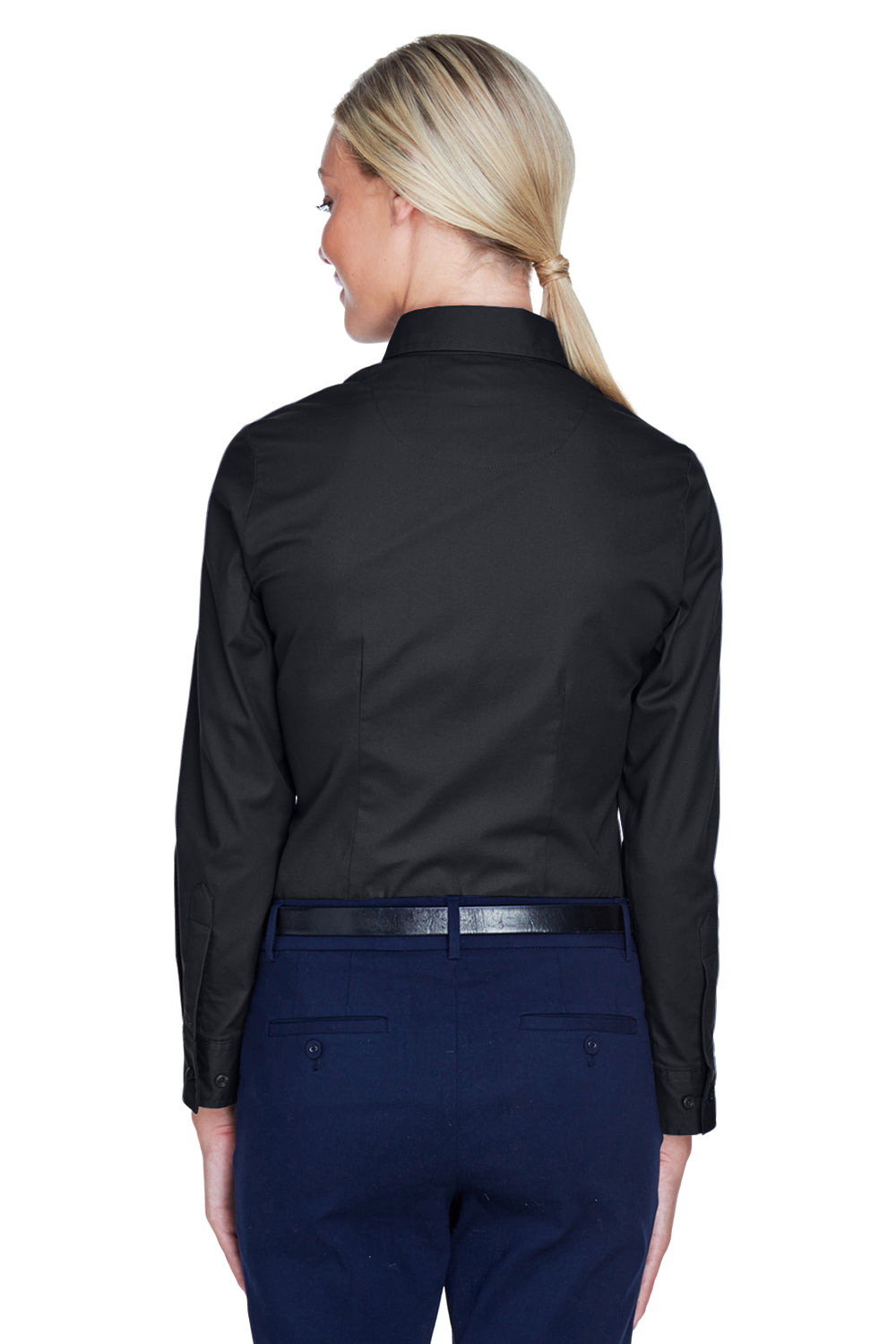 UltraClub 8976 Womens Whisper Long Sleeve Button Down Shirt Black Back