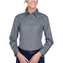 UltraClub Womens Whisper Long Sleeve Button Down Shirt - Graphite Grey - Closeout