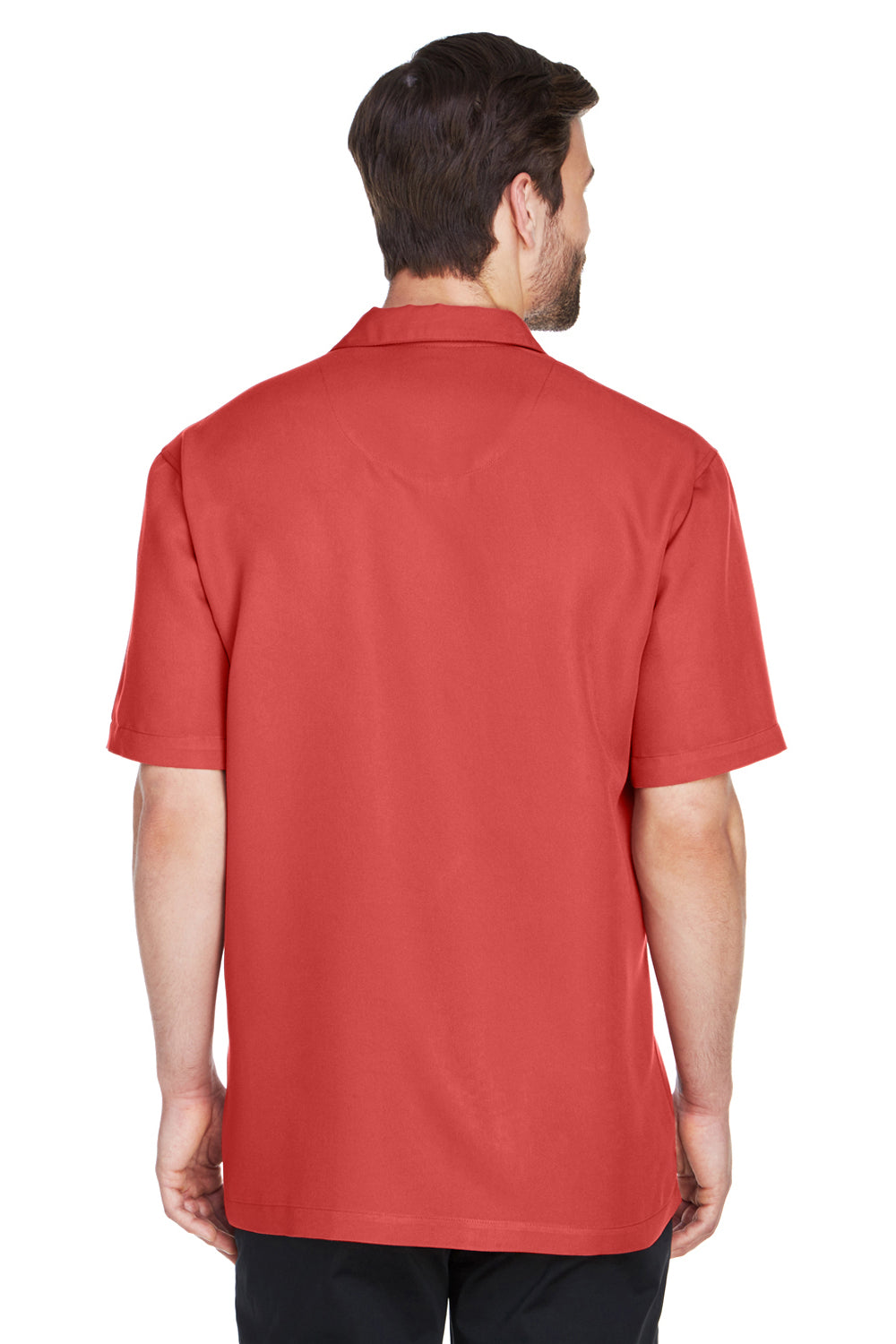 UltraClub 8980 Mens Cabana Breeze Short Sleeve Button Down Camp Shirt w/ Pocket Brick Red Back