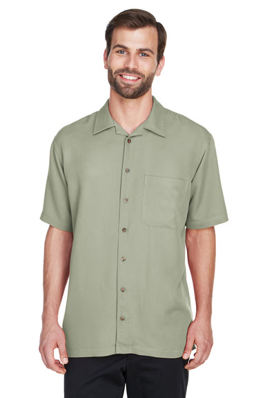 UltraClub 8980 Mens Cabana Breeze Short Sleeve Button Down Camp Shirt w/ Pocket Sage Green Front