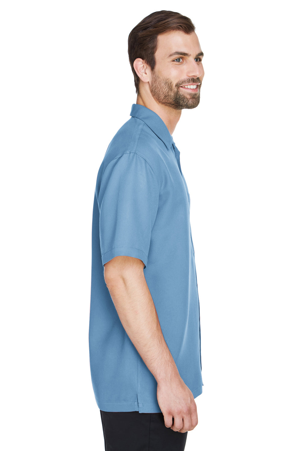 UltraClub 8980 Mens Cabana Breeze Short Sleeve Button Down Camp Shirt w/ Pocket Wedgewood Blue Side