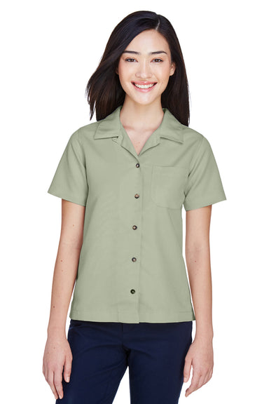 UltraClub 8981 Womens Cabana Breeze Short Sleeve Button Down Camp Shirt w/ Pocket Sage Green Front