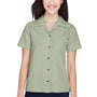 UltraClub Womens Cabana Breeze Short Sleeve Button Down Camp Shirt w/ Pocket - Sage Green - Closeout