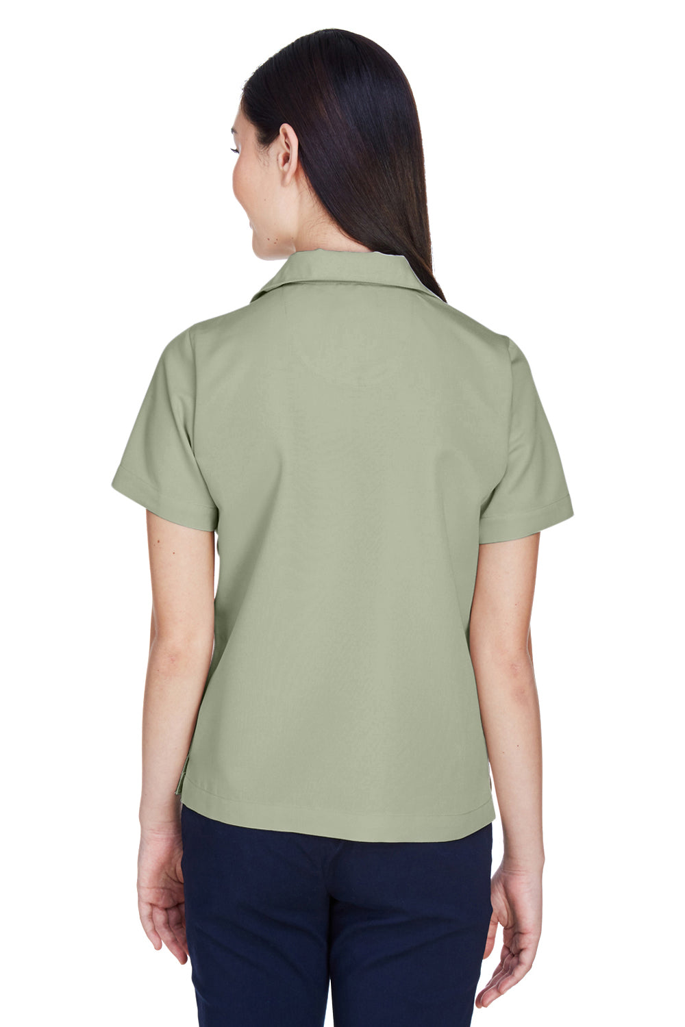 UltraClub 8981 Womens Cabana Breeze Short Sleeve Button Down Camp Shirt w/ Pocket Sage Green Back