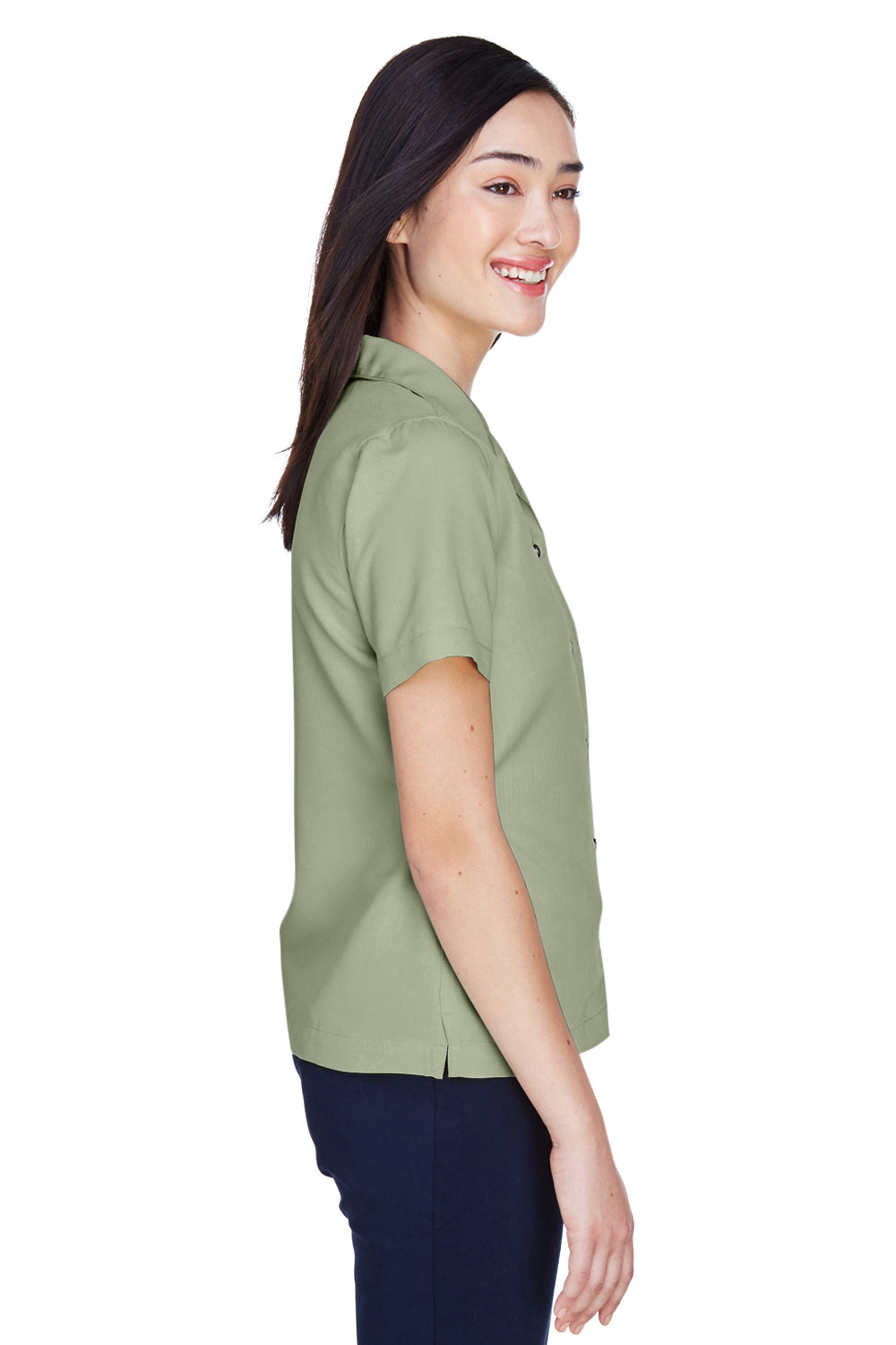 UltraClub 8981 Womens Cabana Breeze Short Sleeve Button Down Camp Shirt w/ Pocket Sage Green Side