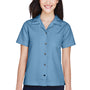UltraClub Womens Cabana Breeze Short Sleeve Button Down Camp Shirt w/ Pocket - Wedgewood Blue - Closeout