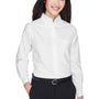 UltraClub Womens Classic Oxford Wrinkle Resistant Long Sleeve Button Down Shirt w/ Pocket - White - Closeout