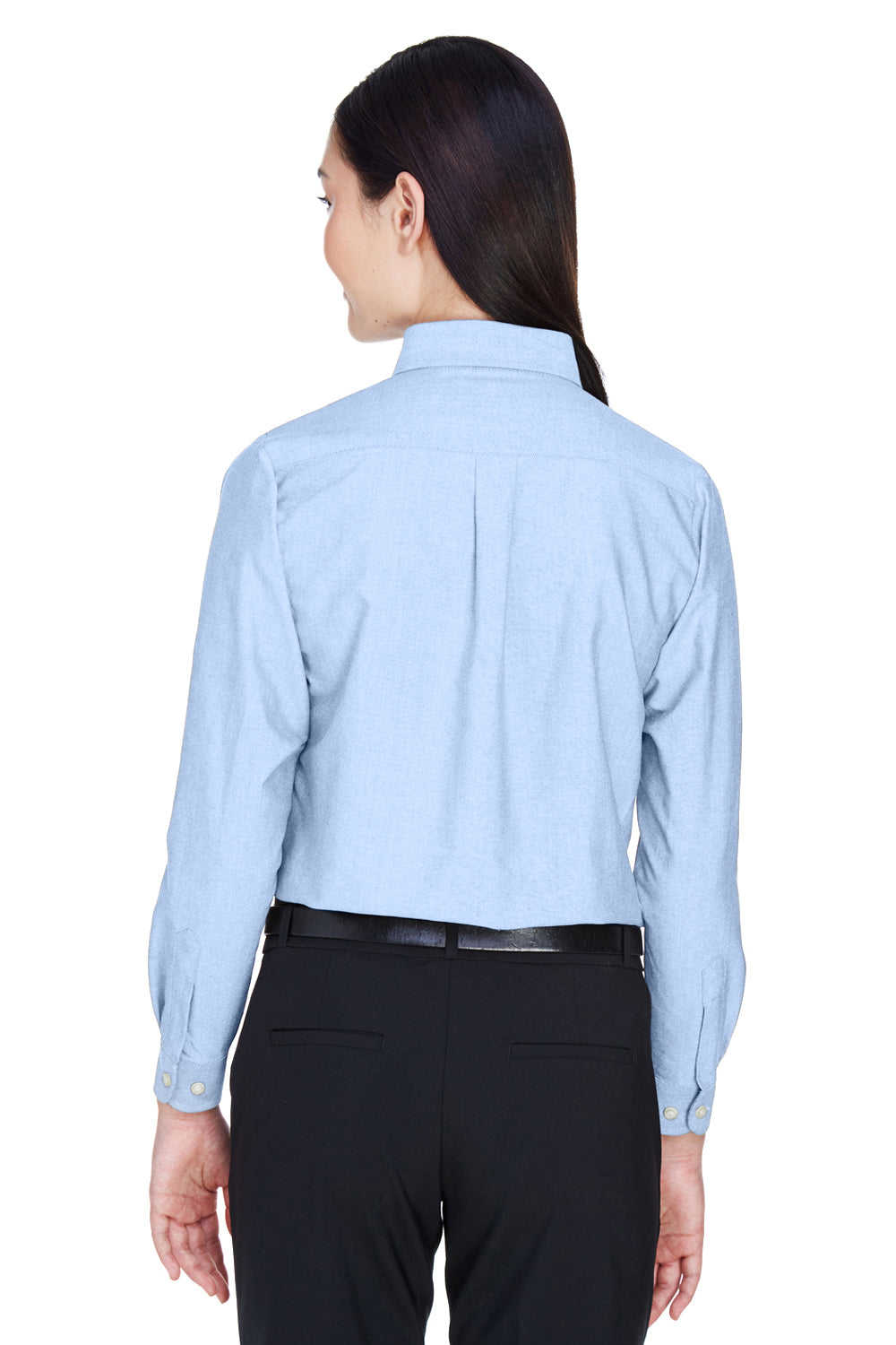 UltraClub 8990 Womens Classic Oxford Wrinkle Resistant Long Sleeve Button Down Shirt w/ Pocket Light Blue Back