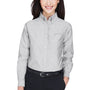 UltraClub Womens Classic Oxford Wrinkle Resistant Long Sleeve Button Down Shirt w/ Pocket - Charcoal Grey - Closeout