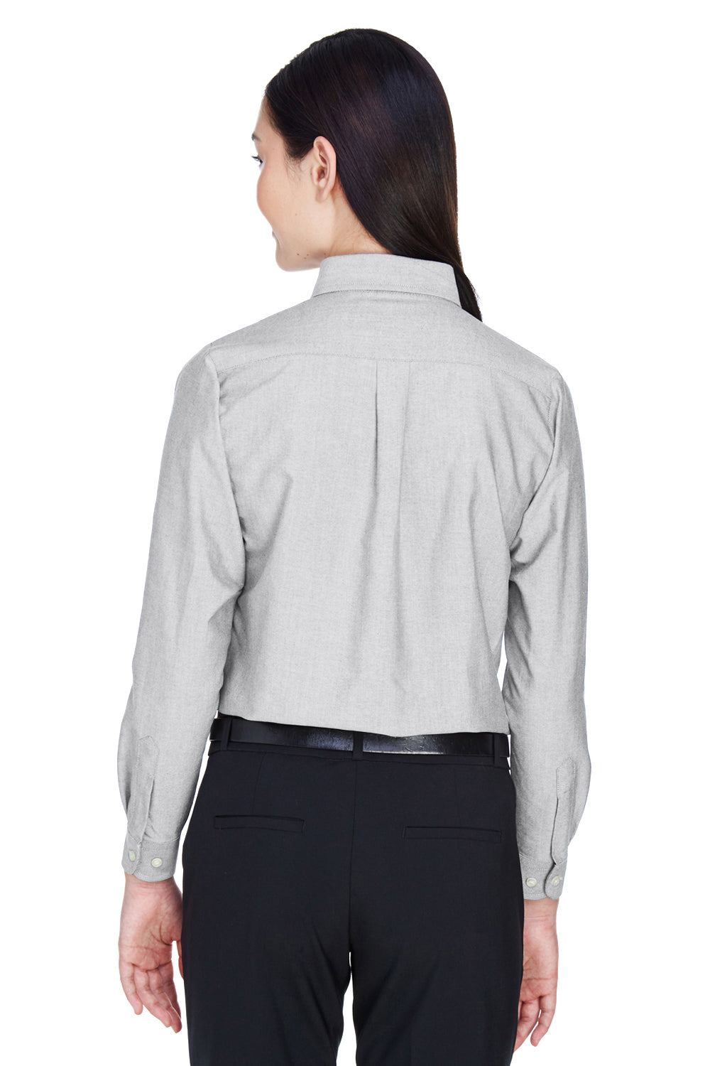 UltraClub 8990 Womens Classic Oxford Wrinkle Resistant Long Sleeve Button Down Shirt w/ Pocket Charcoal Grey Back