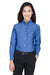 UltraClub 8990 Womens Classic Oxford Wrinkle Resistant Long Sleeve Button Down Shirt w/ Pocket French Blue Front