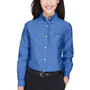 UltraClub Womens Classic Oxford Wrinkle Resistant Long Sleeve Button Down Shirt w/ Pocket - French Blue - Closeout