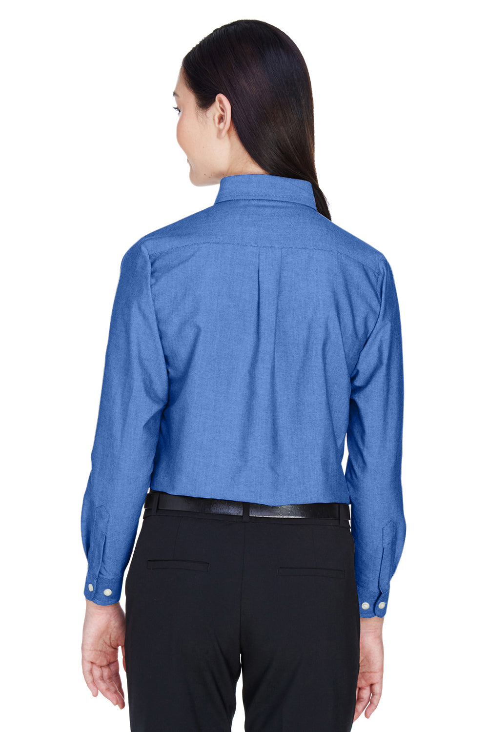 UltraClub 8990 Womens Classic Oxford Wrinkle Resistant Long Sleeve Button Down Shirt w/ Pocket French Blue Back