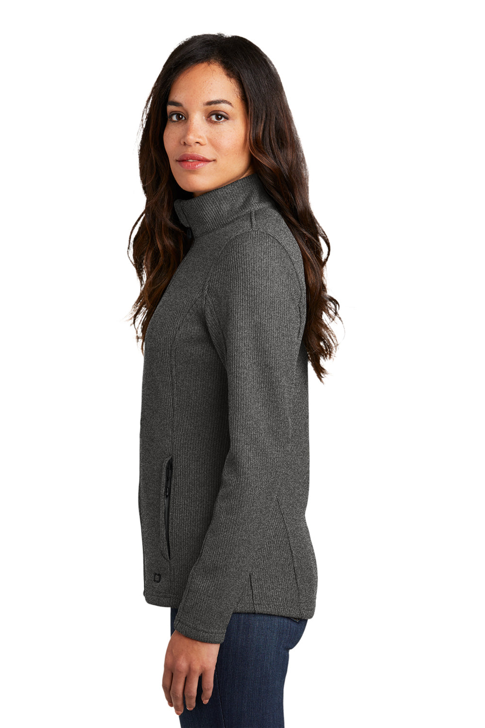 Ogio LOG727 Womens Grit Full Zip Fleece Jacket Heather Diesel Grey Side