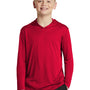 Sport-Tek Youth Competitor Moisture Wicking Long Sleeve Hooded T-Shirt Hoodie - True Red