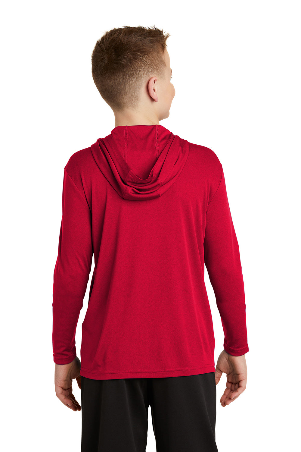 Sport-Tek YST358 Youth Competitor Moisture Wicking Long Sleeve Hooded T-Shirt Hoodie True Red Back
