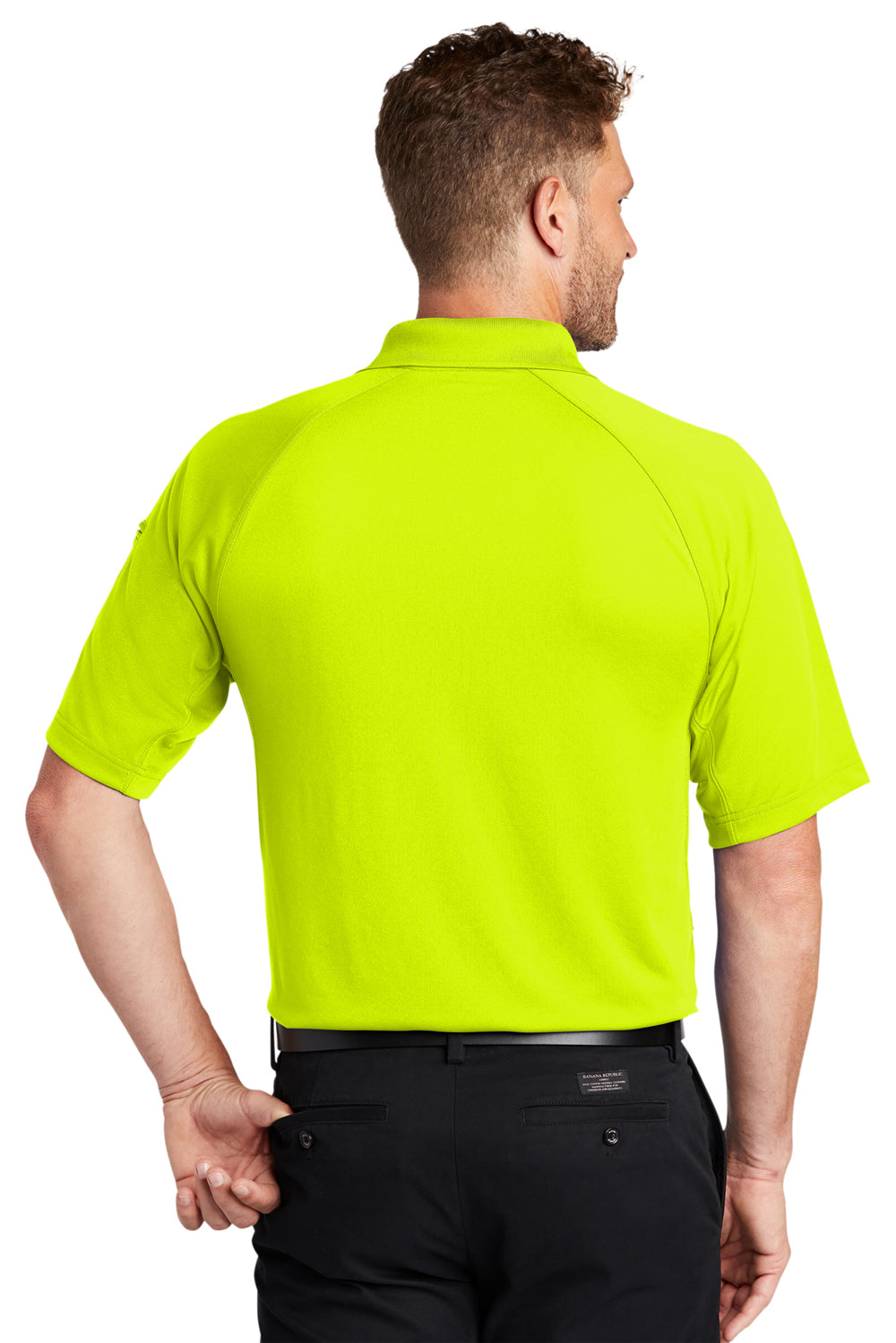 CornerStone CS420 Mens Select Tactical Moisture Wicking Short Sleeve Polo Shirt Safety Yellow Back
