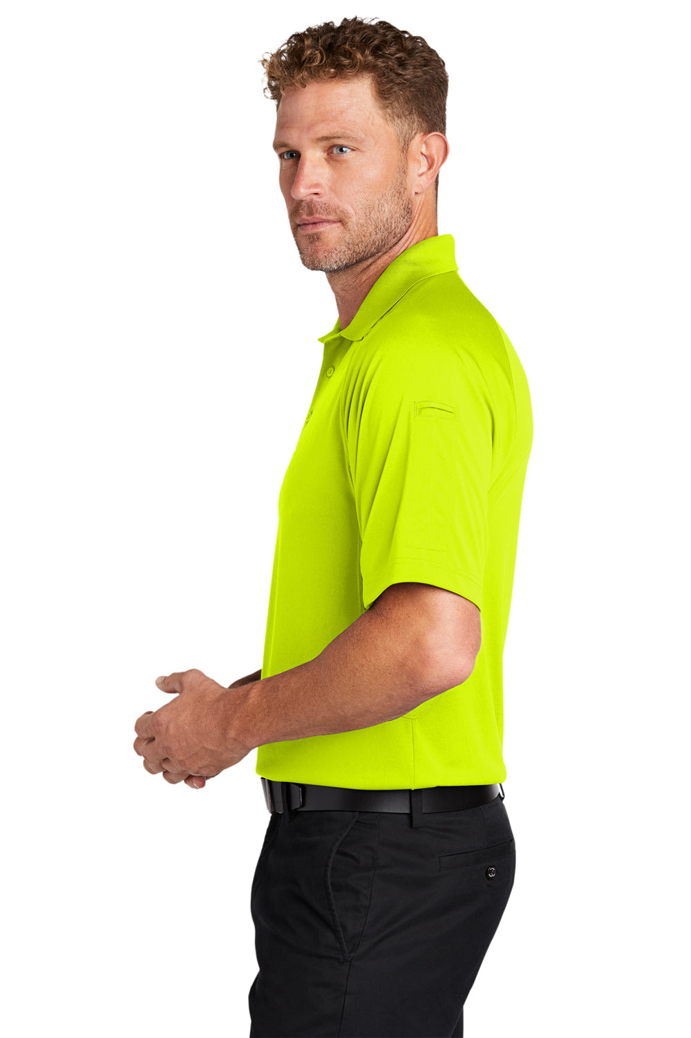 CornerStone CS420 Mens Select Tactical Moisture Wicking Short Sleeve Polo Shirt Safety Yellow Side