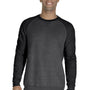 Jerzees Mens Vintage Snow French Terry Crewneck Sweatshirt - Heather Charcoal Grey/Black