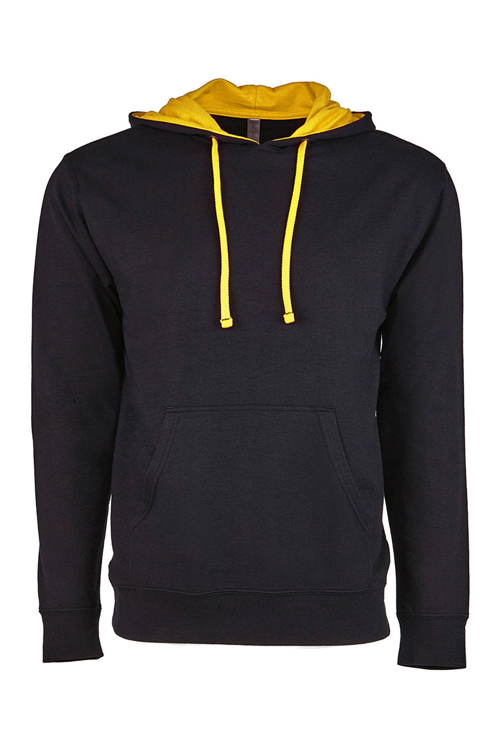 Next Level 9301 Mens French Terry Fleece Hooded Sweatshirt Hoodie Black/Gold Flat Front