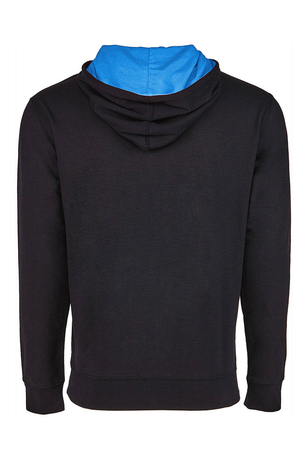 Next Level 9301 Mens French Terry Fleece Hooded Sweatshirt Hoodie Black/Turquoise Blue Flat Back