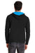 Next Level 9301 Mens French Terry Fleece Hooded Sweatshirt Hoodie Black/Turquoise Blue Back