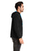 Next Level 9301 Mens French Terry Fleece Hooded Sweatshirt Hoodie Black/Turquoise Blue SIde